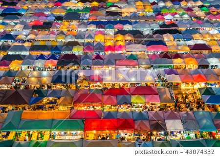 Multiple colour rooftop night market 48074332