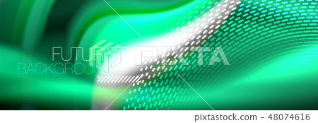 Fluid color neon wave lines background, neon liquid color futuristic paint template 48074616