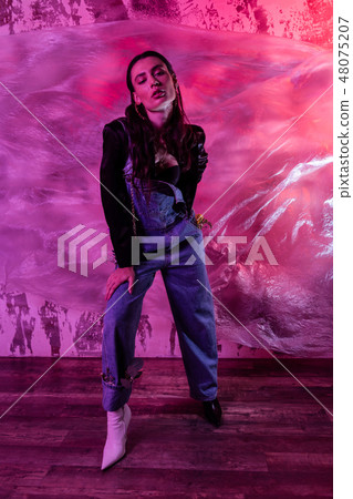 Nice good looking young woman leaning forward 48075207