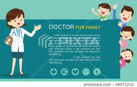 Smart Doctor woman and cute family background Smart Doctor woman and cute family background 48075220