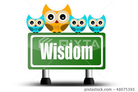 Wisdom road sign with cute owls - Stock Illustration [48075393] - PIXTA