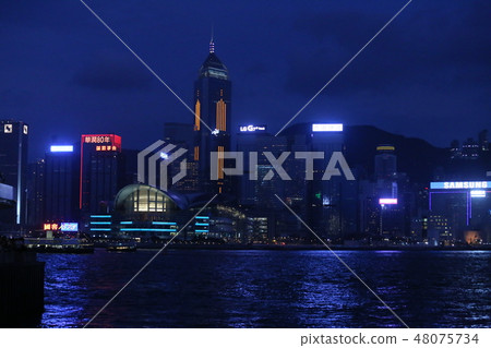 香港,維多利亞港夜視圖 香港,維多利亞港夜視圖 48075734
