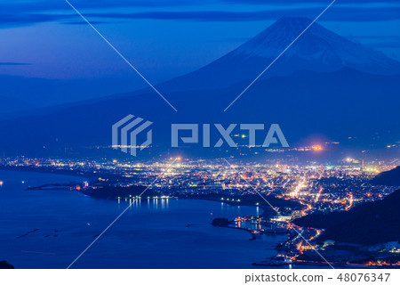 (Shizuoka) Viewed from Izu, Numazu street lights and Mt. Fuji (Shizuoka) Viewed from Izu, Numazu street lights and Mt. Fuji 48076347