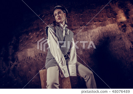 Low angle of a nice attractive woman 48076489