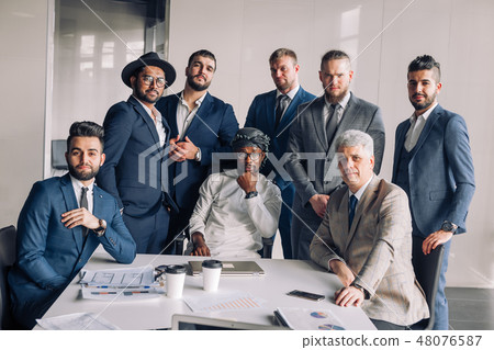 Multiracial group of business team consisting of men only with Executive indoor 48076587