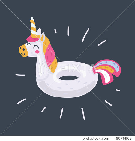 Inflatable unicorn on dark. Inflatable unicorn on dark. 48076902