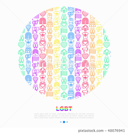 LGBT concept in circle with thin line icons LGBT concept in circle with thin line icons 48076941