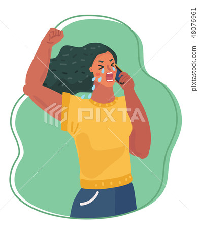 Upset woman crying on phone. Upset woman crying on phone. 48076961