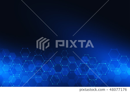 Science and technology background with hexagons pattern. Hi-tech background of molecular structures 48077176