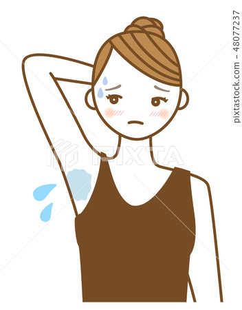 一個少婦的例證有停止與多汗症的出汗的 一個少婦的例證有停止與多汗症的出汗的 48077237