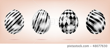 Four silver eggs on the pink background. Isolated 48077630