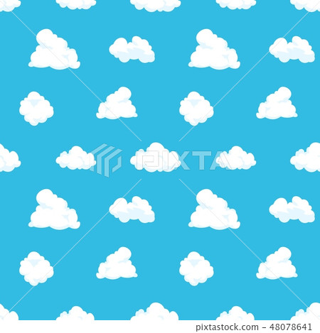 Cloud sky seamless pattern. Cartoon blue air landscape light summer kid background cloudy spring Cloud sky seamless pattern. Cartoon blue air landscape light summer kid background cloudy spring 48078641