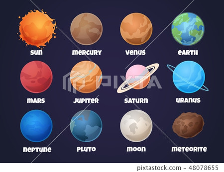 Solar System Planets Cartoon Mercury And Stock