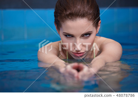 young woman beauty portrait in water 48078786