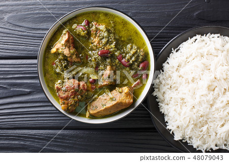 Ghormeh Sabzi Persian Herb Stew with meat Ghormeh Sabzi Persian Herb Stew with meat 48079043