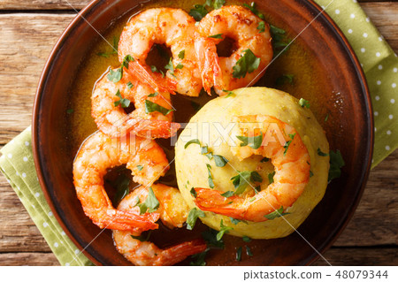 Spicy mofongo with plantains, garlic 48079344