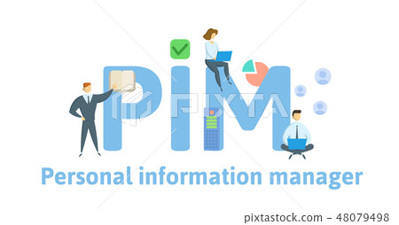 PIM, Personal Information Manager. Concept with keywords, letters and icons. Flat vector PIM, Personal Information Manager. Concept with keywords, letters and icons. Flat vector 48079498