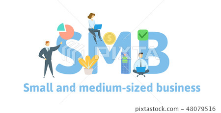 SMB, Small and Medium-Sized Business. Concept with keywords, letters and icons. Flat vector 48079516