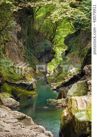 Blue creek in Martvili Canyon, Georgia 48079911