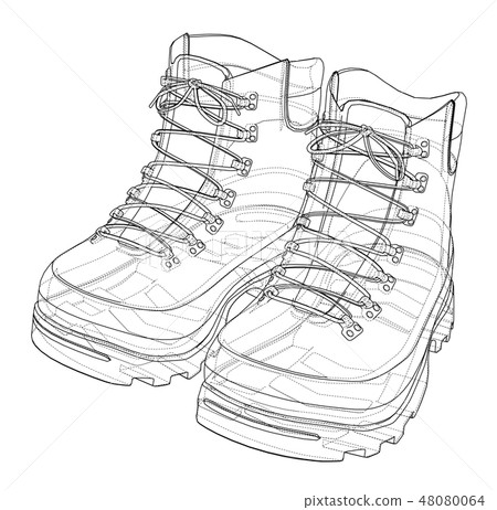 Mens boot concept. Vector rendering of 3d Mens boot concept. Vector rendering of 3d 48080064