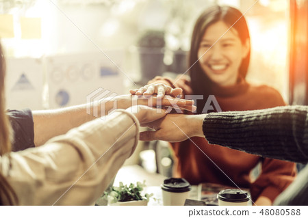 happiness friend hand together successful  48080588