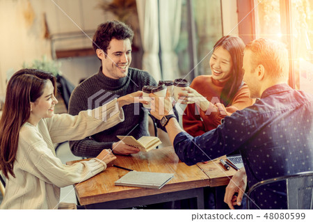 mix asian woman caucasian men People Meeting 48080599
