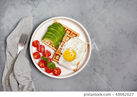 belgian wafers with avocado, egg 48082027