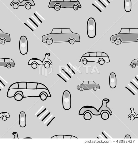 Gray seamless pattern with on the road elements 48082427