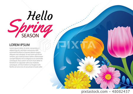 Hello spring greeting card and invitation flowers - Stock Illustration ...
