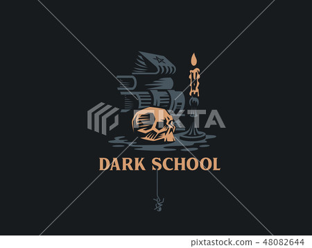 The human skull among books. The human skull among books. 48082644