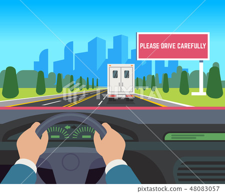 Hands driving car. Auto inside dashboard driver speed road overtaking street traffic travel Hands driving car. Auto inside dashboard driver speed road overtaking street traffic travel 48083057