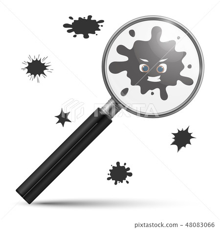 Magnifying bacteria. Contamination infection germ microorganisms or computer virus and realistic 48083066