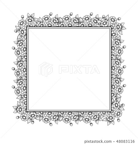 Square floral black frame 48083116
