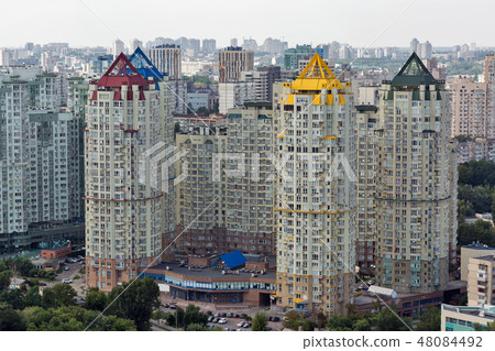 Aerial top view of Kiev city skyline from above 48084492