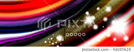 Rainbow color fluid wave lines flow poster. Wave Liquid shapes design 48085628