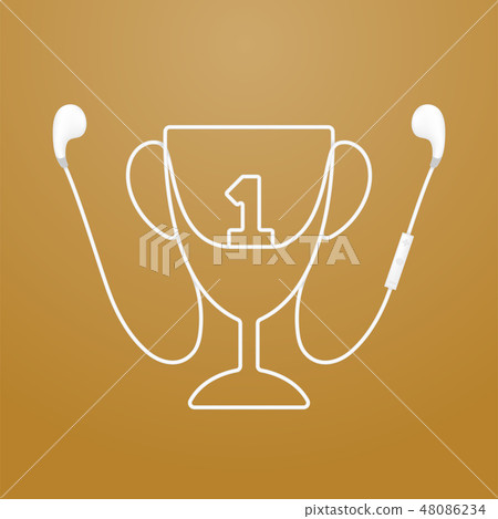 Trophy Cup Number one shape made from cable Trophy Cup Number one shape made from cable 48086234