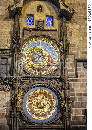 Astronomical clock, Old town hall, Prague, Czech 48086570