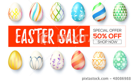 Easter sale. Ad banner with design of handwritten Easter sale. Ad banner with design of handwritten 48086988