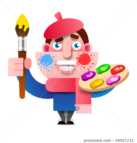Happy Smiling Boy Artist Character Happy Smiling Boy Artist Character 48087232