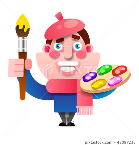 Happy Smiling Boy Artist Character Happy Smiling Boy Artist Character 48087233