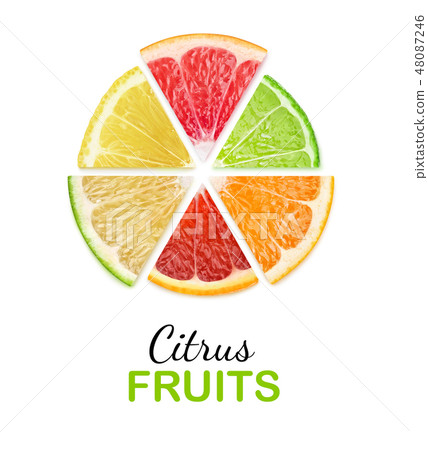 Isolated citrus pieces Isolated citrus pieces 48087246