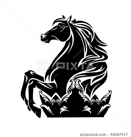 royal horse and crown black vector silhouette 48087417