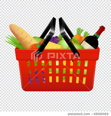 Shopping basket with groceries Shopping basket with groceries 48088469