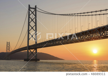 兵庫縣·明石海峽大橋的夜景 48089311