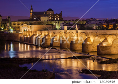 Bridge and Mosque Cathedral of Cordoba at Night Bridge and Mosque Cathedral of Cordoba at Night 48089656