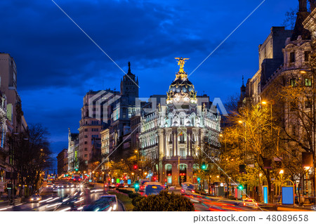 City of Madrid by Night in Spain City of Madrid by Night in Spain 48089658