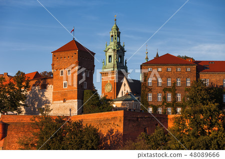 Wawel Castle and Cathedral Tower in Krakow Wawel Castle and Cathedral Tower in Krakow 48089666