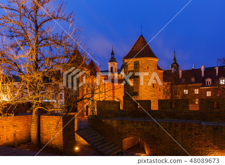 City Walls And Barbican in Warsaw at Night City Walls And Barbican in Warsaw at Night 48089673