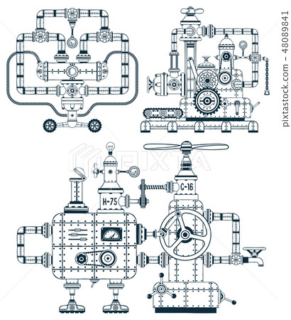 Fantastic industrial monochrome device set Fantastic industrial monochrome device set 48089841