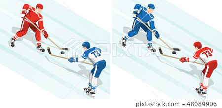 Fght for the puck at the hockey game 48089906